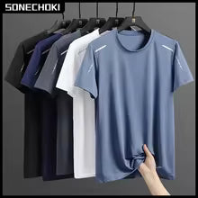 Ice Silk Running Shirts Men Loose